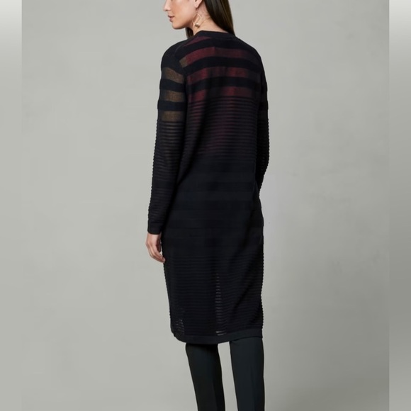 Melanie Lyne  Black Ribbed Open Front Cardigan, Size M - Picture 1 of 6